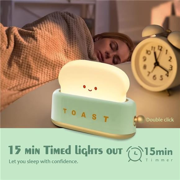Toaster lamp Rechargeable Smile Face Toast Bread Cute toaster Shape room decor - Picture 5 of 5